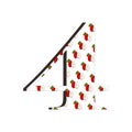 A vector illustration of number 4 set against a red apple.