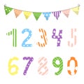 Ector illustration with numbers from zero to nine and math symbols.