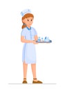 Vector illustration of a nurse isolated on a white background.
