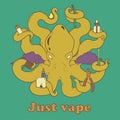 Vector illustration of octopus vaper 2 Royalty Free Stock Photo