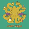 Vector illustration of octopus vaper 2