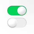 Vector illustration of On and Off toggle switch buttons in material design style, ideal for mobile and web interfaces, app Royalty Free Stock Photo