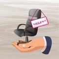 Vector illustration of office chair. Office chair and sign vacant. Recruitment Royalty Free Stock Photo