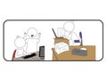 vector illustration of an office situation with busy employees working Royalty Free Stock Photo