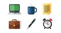 Office workspace essentials vector illustration with laptop and coffee mug Royalty Free Stock Photo