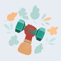 Vector illustration ofhuman hand holding dumbbell isolated on white background. Close up, concept of healthy lifestyle Royalty Free Stock Photo