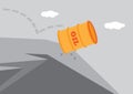 Vector illustration of a oil barrel going down hill Royalty Free Stock Photo