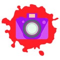 Old-fashioned color camera. Flat style. Abstract color spots background Royalty Free Stock Photo