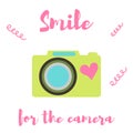 The old-fashioned color camera. Flat style. on a white background Royalty Free Stock Photo