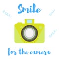 The old-fashioned color camera. Flat style. on a white background Royalty Free Stock Photo