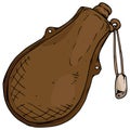Leather flask icon. Vector illustration of an old leather flask. Hand drawn leather flask