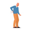 Vector illustration of old man with lumbar pain or injury.