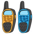 Vector illustration of an old mobile phone. Hand drawn walkie talkie Royalty Free Stock Photo