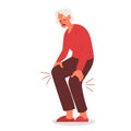 Vector illustration of old woman with physical injury of knee.