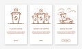 Vector Illustration of onboarding app screens and outline web concept coffee delivery service for mobile apps .