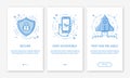 Vector Illustration of onboarding app screens and web concept design team for mobile apps in flat line style. Royalty Free Stock Photo