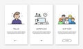 Vector Illustration of onboarding app screens and web concept design team for mobile apps in flat line style.