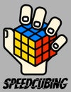 Vector illustration One-Handed Rubik`s Cube Speedsolving logo