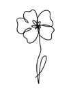 Vector illustration of one line drawing abstract flower poppy. Hand drawn modern minimalistic design for creative logo, icon