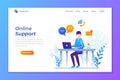 vector illustration of online support or contact support. illustration of customer services landing page