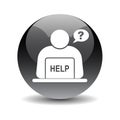 Online help support button black Royalty Free Stock Photo