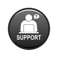 Online help support button black Royalty Free Stock Photo