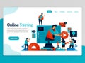 Vector illustration for online training landing page. Web and learning apps. Modern education, distance learning and elearning. Royalty Free Stock Photo