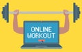 Online workout concept with laptop.