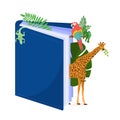 Vector illustration of an open book from which the characters come out. The concept of love of reading Royalty Free Stock Photo