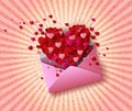 Vector illustration of Open envelope with red hearts