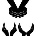 Open hands silhouette on white Royalty Free Stock Photo
