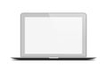 Vector illustration of open light grey laptop with blank monitor isolated on white background