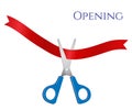 Vector illustration of open - scissors and tape Royalty Free Stock Photo