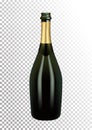 Vector illustration of opened bottle of champagne or sparkling wine in photorealistic style. A realistic object on a Royalty Free Stock Photo