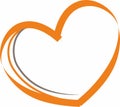 Vector illustration of an orange heart on a white background