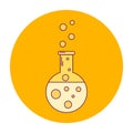 Vector illustration orange icon flask with yellow liquids Royalty Free Stock Photo