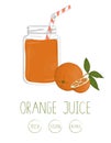 Vector illustration of orange juice in a glass jar Royalty Free Stock Photo