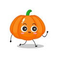 Vector illustration of orange pumpkin character with cute expression, walk, happy, smile Royalty Free Stock Photo
