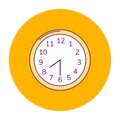 Vector illustration orange round icon, wall clock