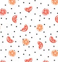 Vector illustration of Orange slices with dot seamless