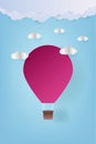 Vector Illustration Origami Colorful Hot Air Balloon and Cloud. paper art and craft style.