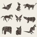 Vector illustration of origami paper animals