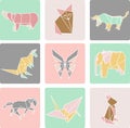 Vector illustration of origami paper animals