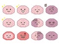 Cute cartoon brain emoticons set