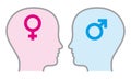 Gender symbols with heads of man and woman Royalty Free Stock Photo