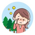 Hay fever woman illustration, cedar hay fever