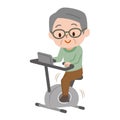 Senior man exercising on stationary bikes in fitness class Royalty Free Stock Photo