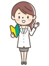 White coat medical worker and beginner mark