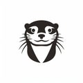 Minimalist Otter Head Logo Vector Illustration In Black-and-white Block Print Style