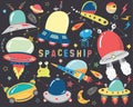 Outer space- Cute Spaceship Elements Royalty Free Stock Photo